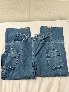 Signature Light Blue Denim Jeans with Cargo Details